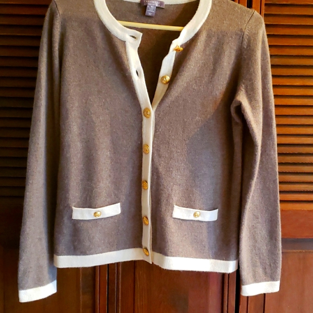 2 ply cashmere button up sweater by Charter Club